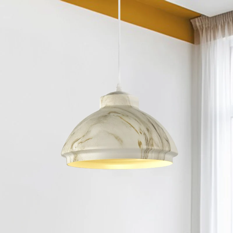 Coffee/Green Bowl Shade Hanging Lighting Loft Style Aluminium 1 Bulb Dining Room Drop Pendant White