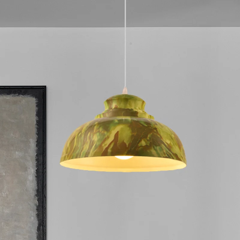 Coffee/Green Bowl Shade Hanging Lighting Loft Style Aluminium 1 Bulb Dining Room Drop Pendant White
