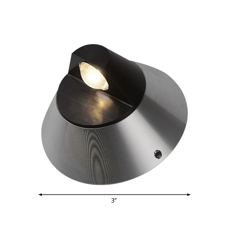 Contemporary Round Wall Lighting Aluminum Warm/White Light 1 Light Corridor Sconce Lighting Fixture Zwart Black