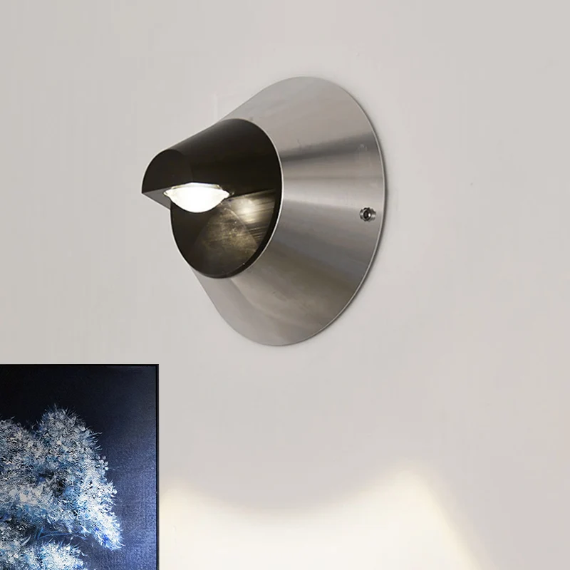 Contemporary Round Wall Lighting Aluminum Warm/White Light 1 Light Corridor Sconce Lighting Fixture Zwart Black