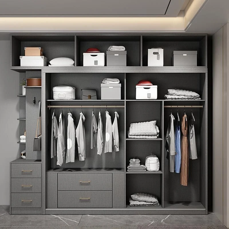 Contemporary Style Asgrijs Colour Wardrobe Wood Self Close Drawers Wardrobe Closet 47l