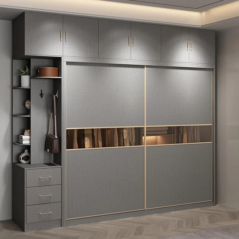 Contemporary Style Asgrijs Colour Wardrobe Wood Self Close Drawers Wardrobe Closet 47l