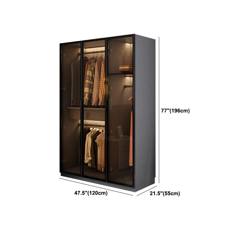Contemporary Style Glass Wardrobe Mild Close Door Wardrobe Closet Bedroom 23