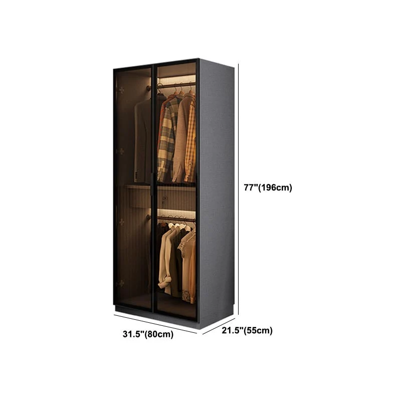 Contemporary Style Glass Wardrobe Mild Close Door Wardrobe Closet Bedroom 23