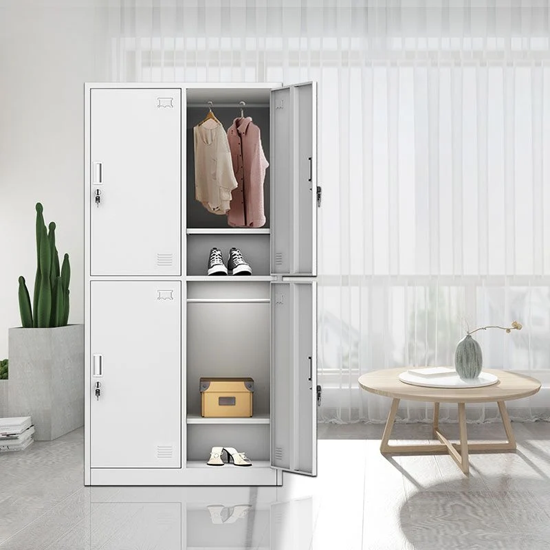 Contemporary Style Metal Wardrobe White Colour Donzig Close Doors Wardrobe Closet 33l