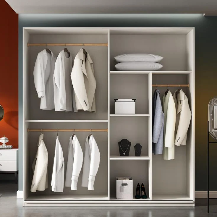 Contemporary Style Wood Wardrobe Sneeuwwit Colour Wardrobe Closet Sliding Door 47l