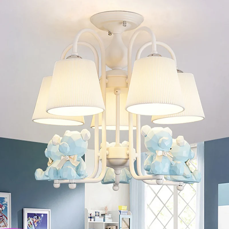 Contemporary Tapered Shade Hanging Lights Fabric Hanging Chandelier Living Room Pink