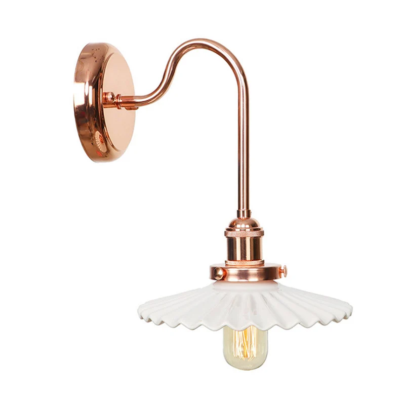 Copper Saucer/Scalloped Sconce Light Fixture Vintage White/Clear Glaswerk 1 Light Indoor Wall Lamp Clear