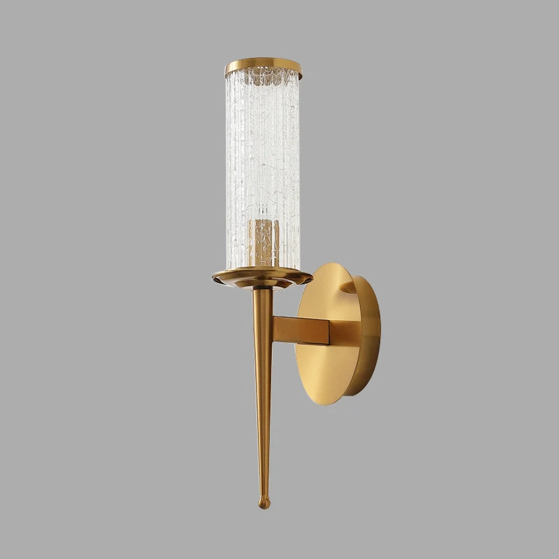 Crackle Glazen Gold Wall Lighting Cylinder 1/2 Heads Vintage Wall Light Fixture Metal Straight Arm Gold