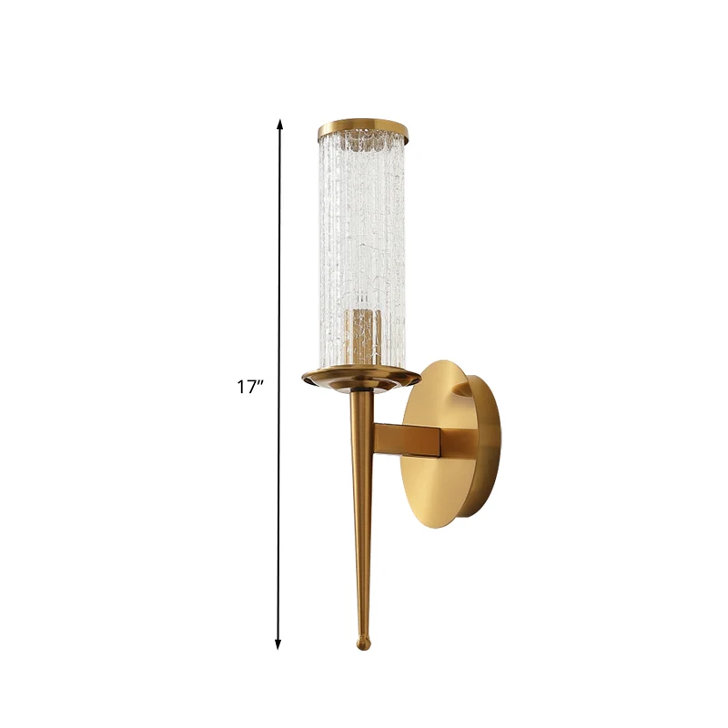Crackle Glazen Gold Wall Lighting Cylinder 1/2 Heads Vintage Wall Light Fixture Metal Straight Arm Gold