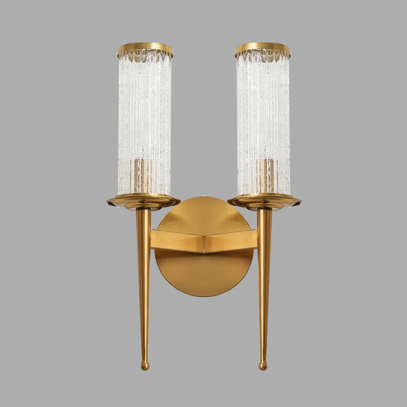 Crackle Glazen Gold Wall Lighting Cylinder 1/2 Heads Vintage Wall Light Fixture Metal Straight Arm Gold