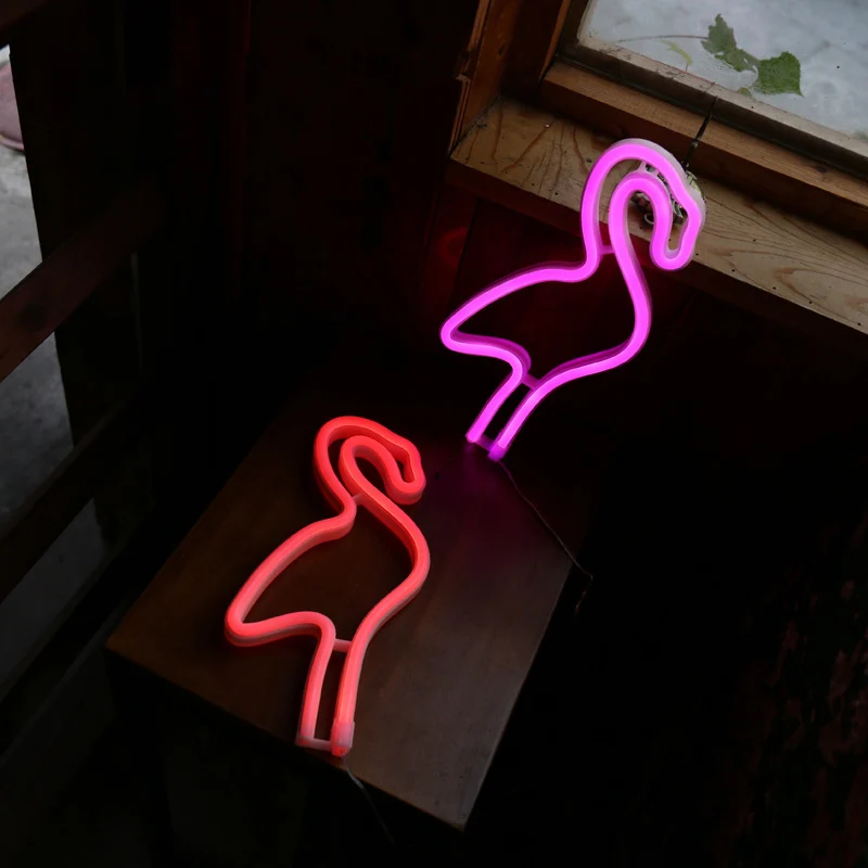 Creative Battery LED Wall Night Lamp White Flamingo USB Night Lighting Van kunststof Shade White