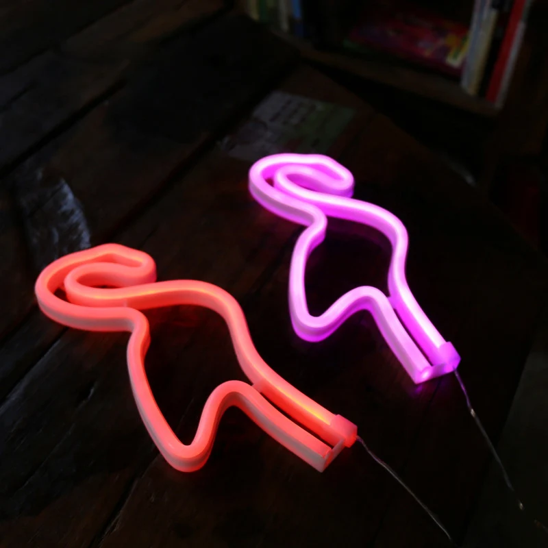 Creative Battery LED Wall Night Lamp White Flamingo USB Night Lighting Van kunststof Shade White