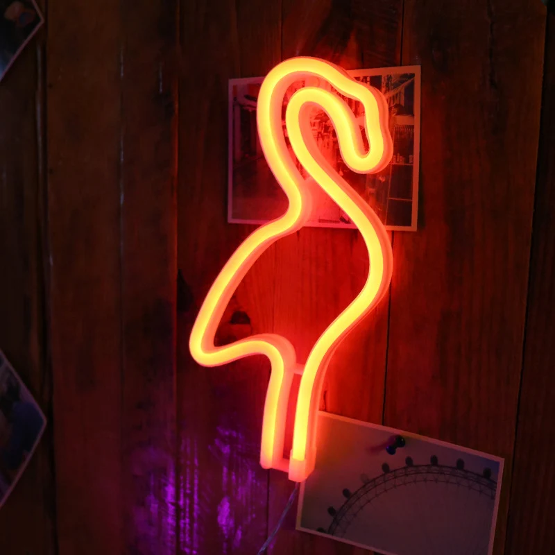 Creative Battery LED Wall Night Lamp White Flamingo USB Night Lighting Plastiek Shade White