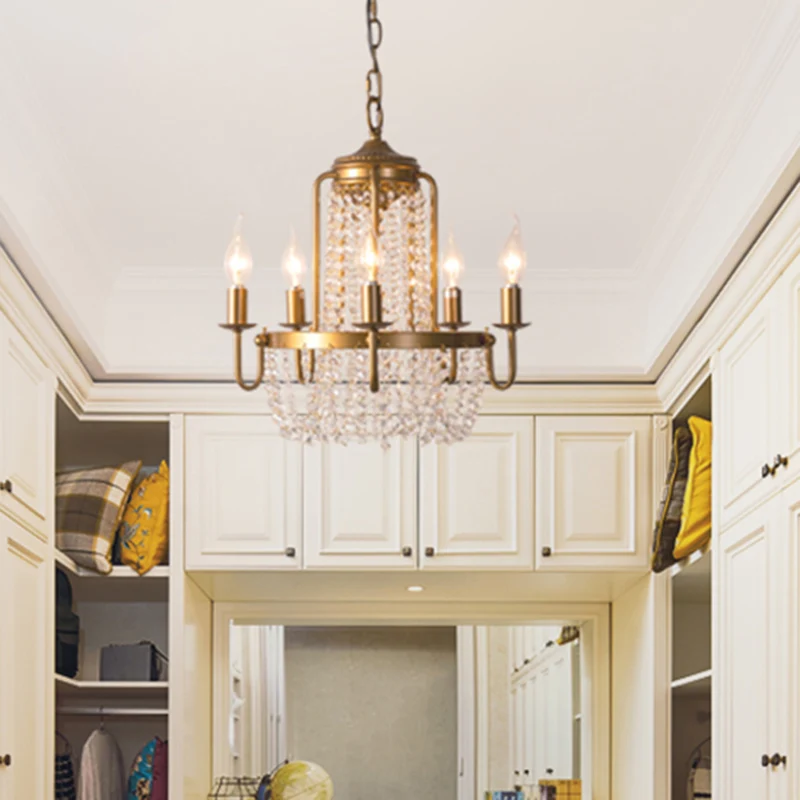 Crystal Octagons Hanging Chandelier Rustic Verguld Candle Style Living Room Drop Pendant Gold