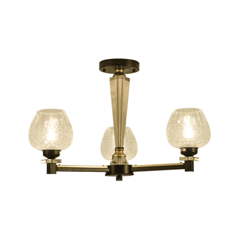 Cup Shape Living Room Pendant Lamp Traditional Crystal 3/6 Lights Ebbenhout Chandelier Light Fixture Black