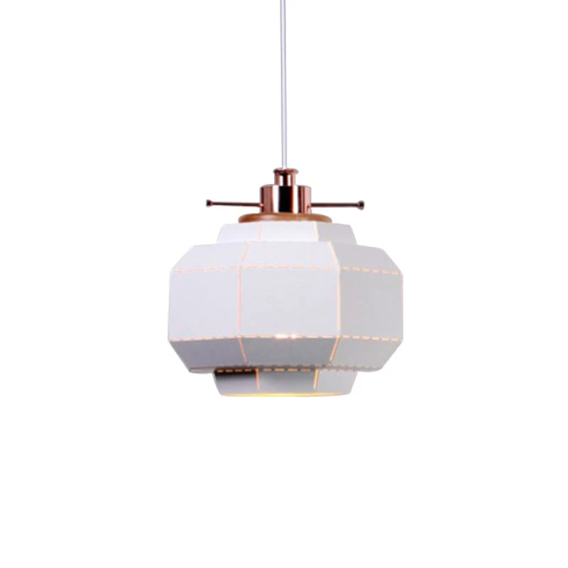 Cylinder/Diamond Shade Indoor Pendant Lighting Modern Style Van metaal and Wood 1 Light Black/White Ceiling Fixture Black