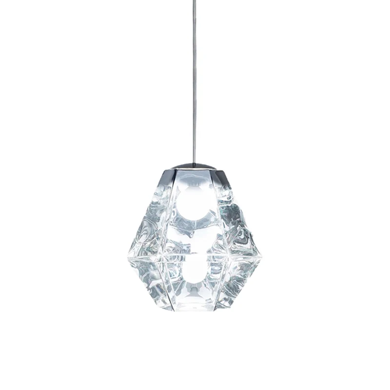 Diamond Pendant Lighting Post-Modern Glazen 1 Light Clear/Amber Hanging Ceiling Light Linear/Stout Shade Amber