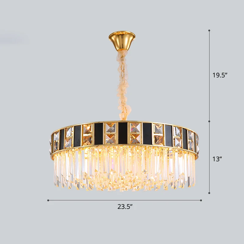 Eigentijds Geometrical Chandelier Crystal Prism Living Room Suspension Light Gold Gold