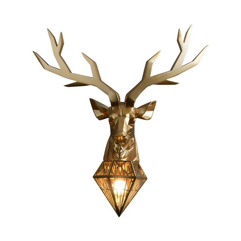 Elk Resin Wall Mounted Lamp Loft Style 1 Head Black/White/Gold Sconce Light Diamond Cage Shade, 14.5"/19.5" W Black