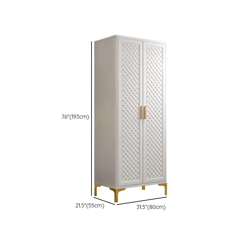 Engineered Wood Wardrobe Cabinet Glam Style Zacht Close Doors Wardrobe Closet White 24l