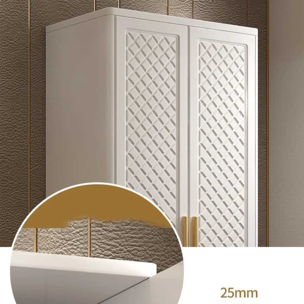 Engineered Wood Wardrobe Cabinet Glam Style Zacht Close Doors Wardrobe Closet White 24l