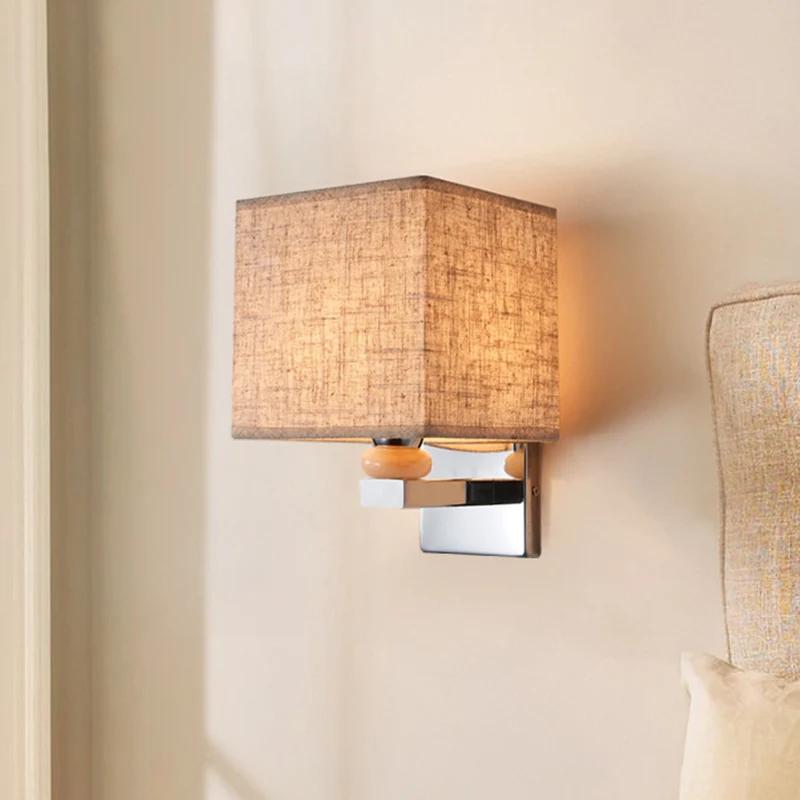 Fabric Cube Wall Sconce Lighting Contemporary LED Sconce Light White/Black/Beige Flaxen