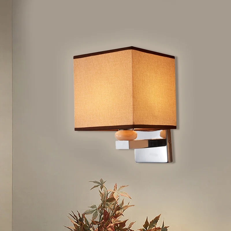 Fabric Cube Wall Sconce Lighting Contemporary LED Sconce Light White/Black/Beige Flaxen