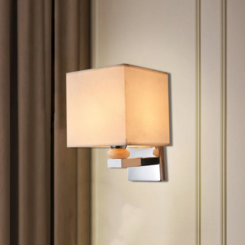 Fabric Cube Wall Sconce Lighting Contemporary LED Sconce Light White/Black/Beige Flaxen