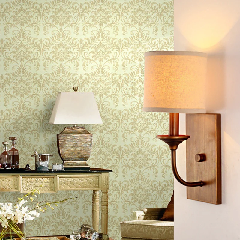 Fabric Shade Cylindrical Wall Lamp Antiek Style 1/2-Light Bedroom Wall Light Sconce Flaxen Flaxen