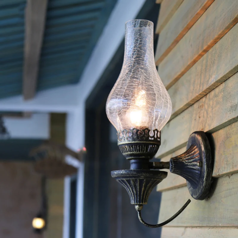 Factory Vase Shade Wandlamp 1 Kop Geel/Helder Crackle Glazen Schans Verlichtingsarmatuur voor buiten