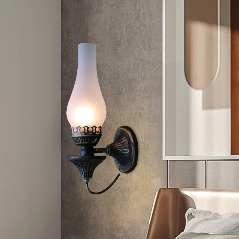 Factory Vase Shade Wandlamp 1 Kop Geel/Helder Crackle Glazen Schans Verlichtingsarmatuur voor buiten