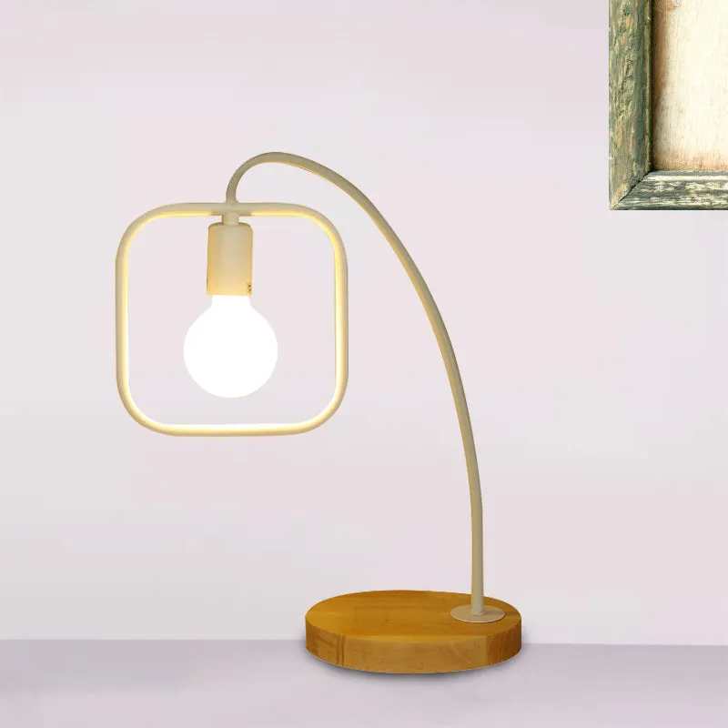Frame Squared Metal Table Light Retro Modieus 1 Light Bedroom Standing Light Open Bulb Black/White Black