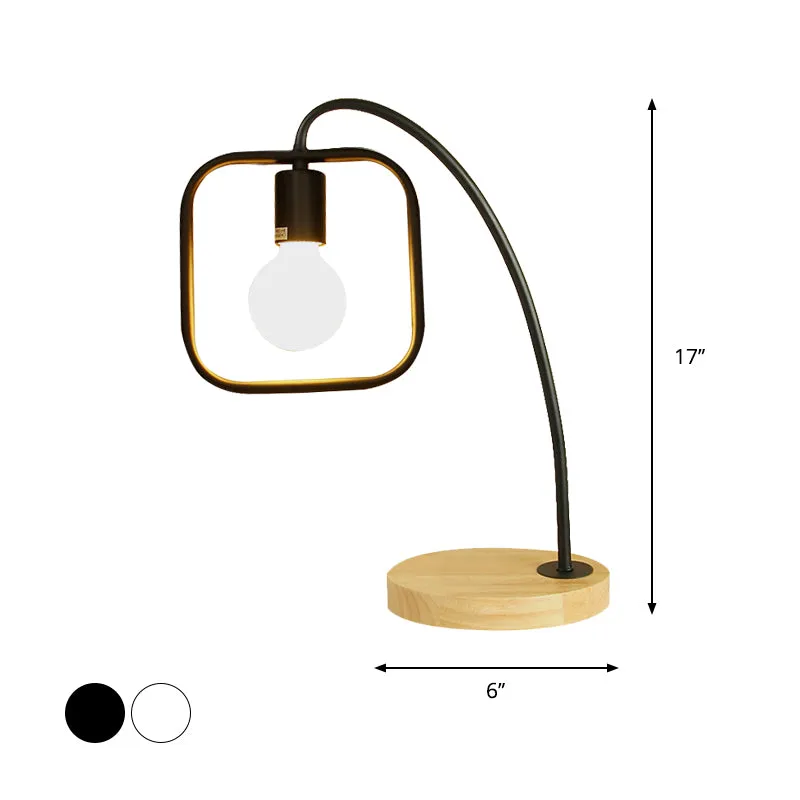 Frame Squared Metal Table Light Retro Modieus 1 Light Bedroom Standing Light Open Bulb Black/White Black
