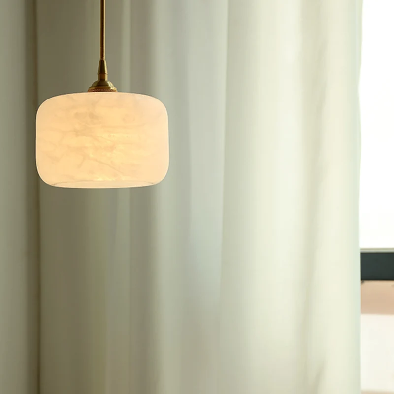Geel koper 1 Light Ceiling Light Retro Cylindrical Glass Shade Living Room Small Hanging Lamp Gold