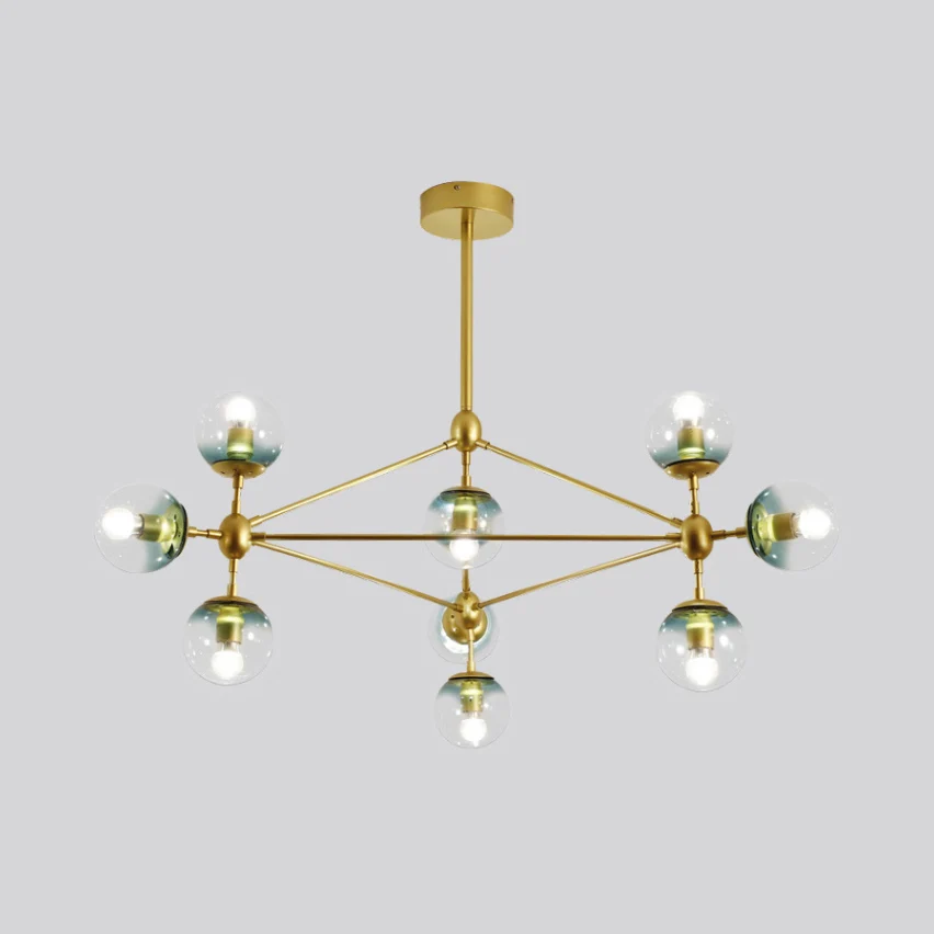 Geometric Chandelier Contemporary Metalen 10/15/21 Lights Brass/Gold/Rose Gold Hanging Light Living Room Brass