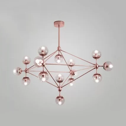 Geometric Chandelier Contemporary Metalen 10/15/21 Lights Brass/Gold/Rose Gold Hanging Light Living Room Brass