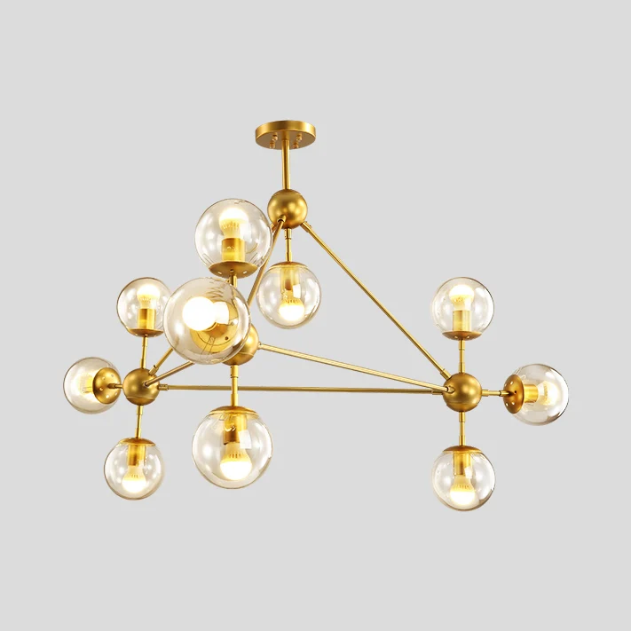 Geometric Chandelier Contemporary Metalen 10/15/21 Lights Brass/Gold/Rose Gold Hanging Light Living Room Brass