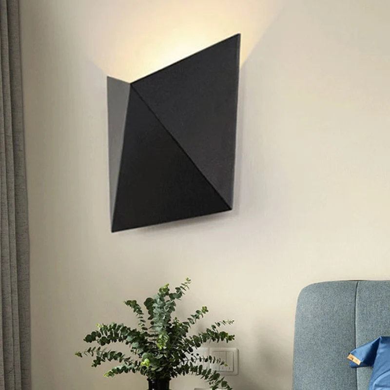 Geometric Metalen Wall Sconce Light Modernism LED Black Wall Lighting Warm/White Light Black
