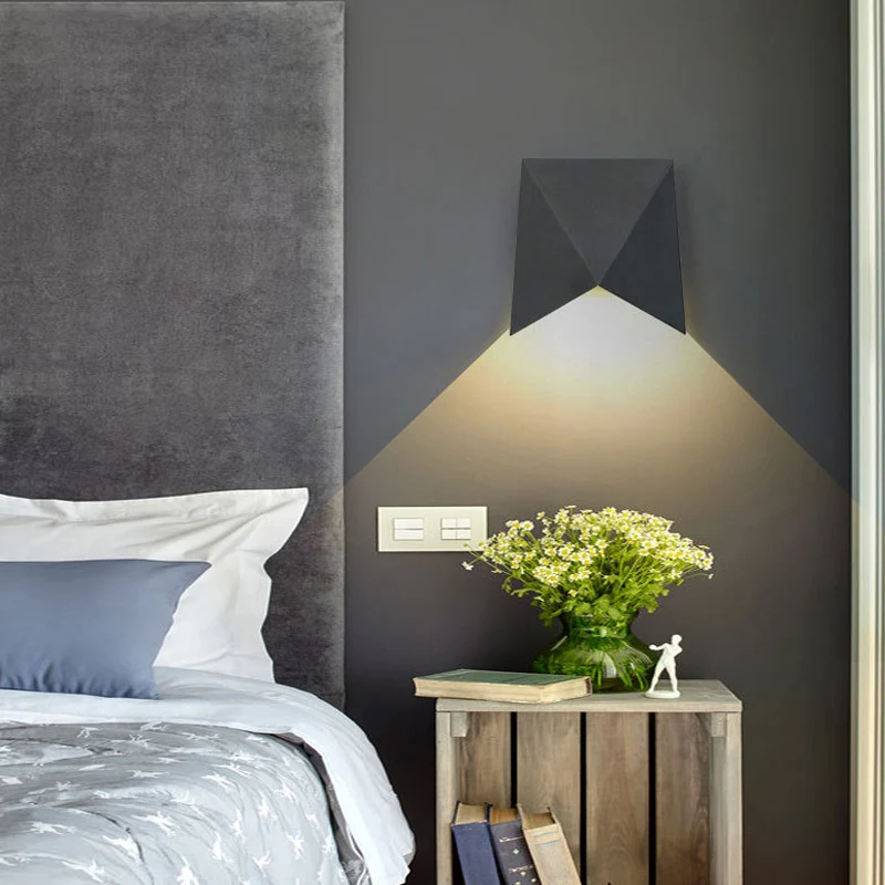 Geometric Van metaal Wall Sconce Light Modernism LED Black Wall Lighting Warm/White Light Black
