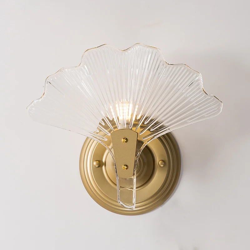 Ginkgo Leaves Wall Light Contemporain Decorative 1/3 Lights Clear Glass Wall Sconce Lighting Brass Brass