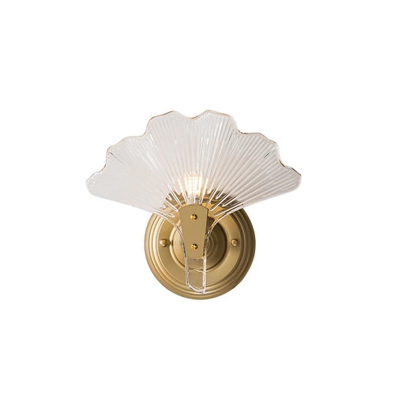 Ginkgo Leaves Wall Light Contemporain Decorative 1/3 Lights Clear Glass Wall Sconce Lighting Brass Brass