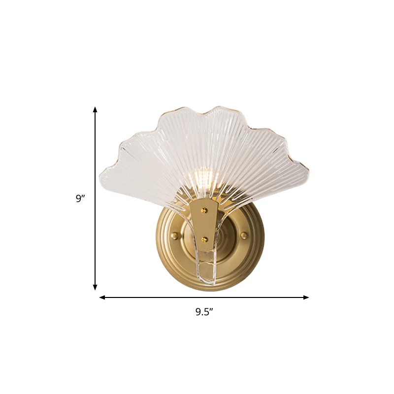 Ginkgo Leaves Wall Light Contemporain Decorative 1/3 Lights Clear Glass Wall Sconce Lighting Brass Brass