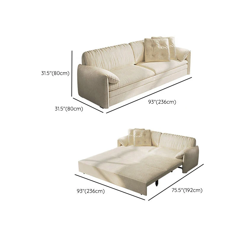 Glam Style White Futon Sleeper Sofa Bed Pluche Storage 49