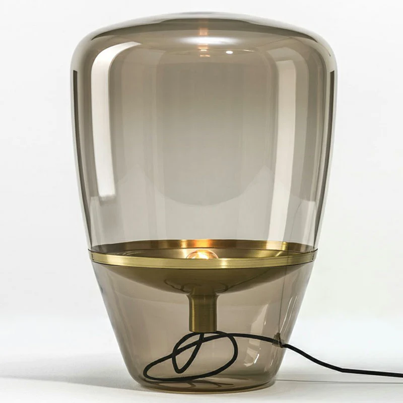 Glass Bud Shaped Table Lamp Minimalistisch 1 Head Nightstand Light Inner Saucer Shade Living Room Clear