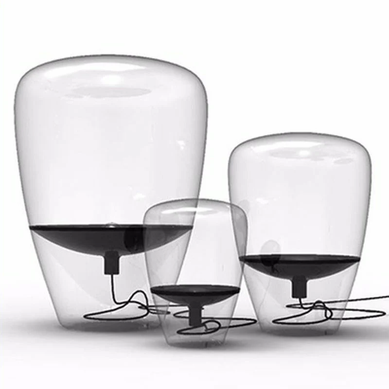 Glaswerk Bud Shaped Table Lamp Minimalist 1 Head Nightstand Light Inner Saucer Shade Living Room Clear