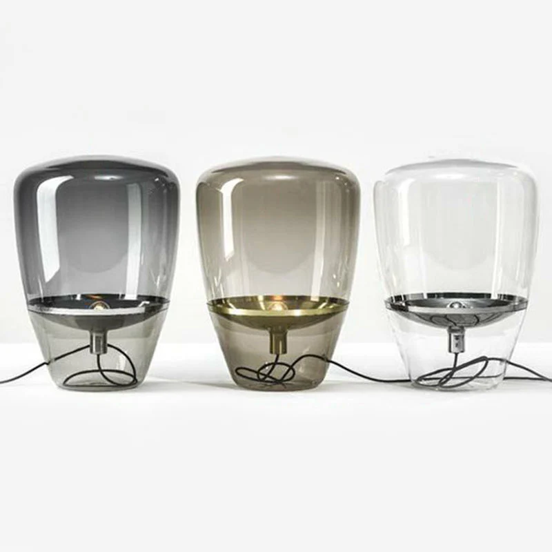 Glaswerk Bud Shaped Table Lamp Minimalist 1 Head Nightstand Light Inner Saucer Shade Living Room Clear