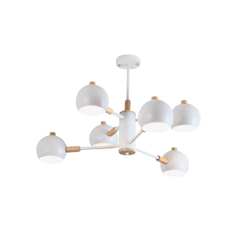 Globe Shade Living Room Chandelier Metalen Multi-Head Nordic Pendant Lighting Green/Grey/White White