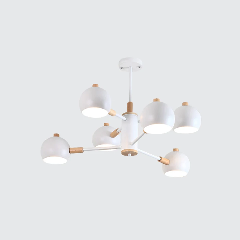 Globe Shade Living Room Chandelier Metalen Multi-Head Nordic Pendant Lighting Green/Grey/White White