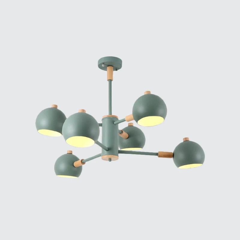 Globe Shade Living Room Chandelier Metalen Multi-Head Nordic Pendant Lighting Green/Grey/White White